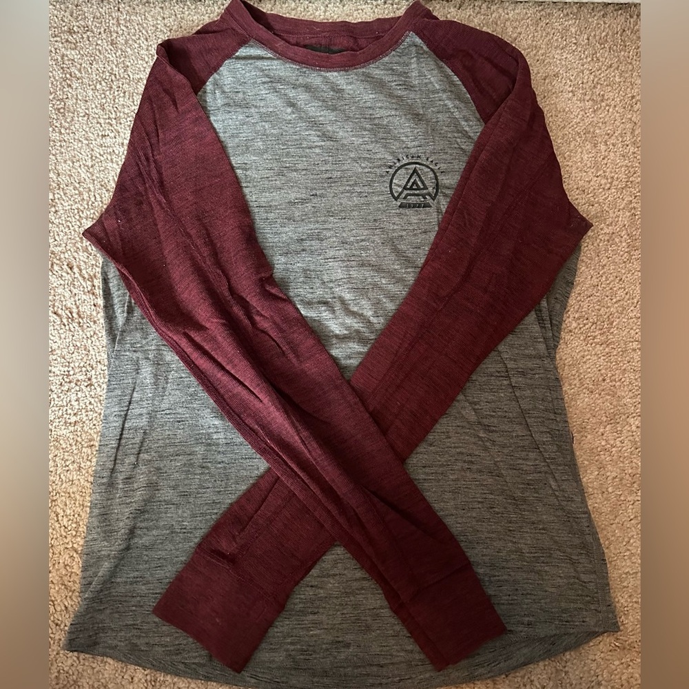 Gray and Burgundy Long Sleeve Top